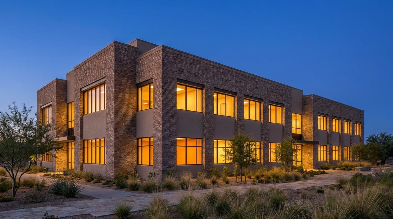 Commercial storefront system in aluminum framing.